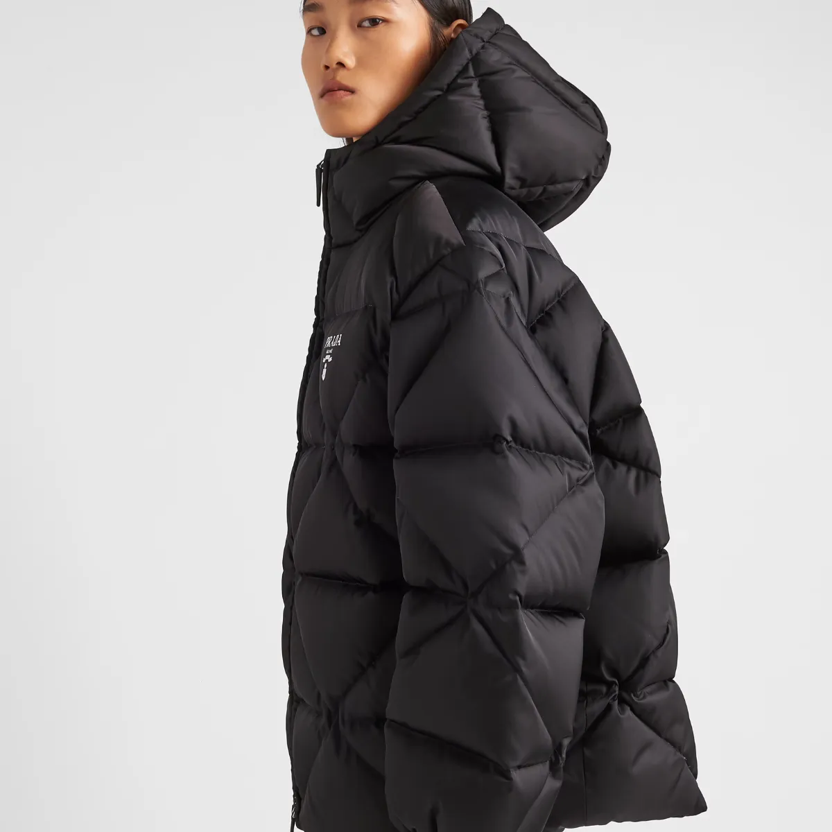 Oversized Re-Nylon Gabardine down jacket