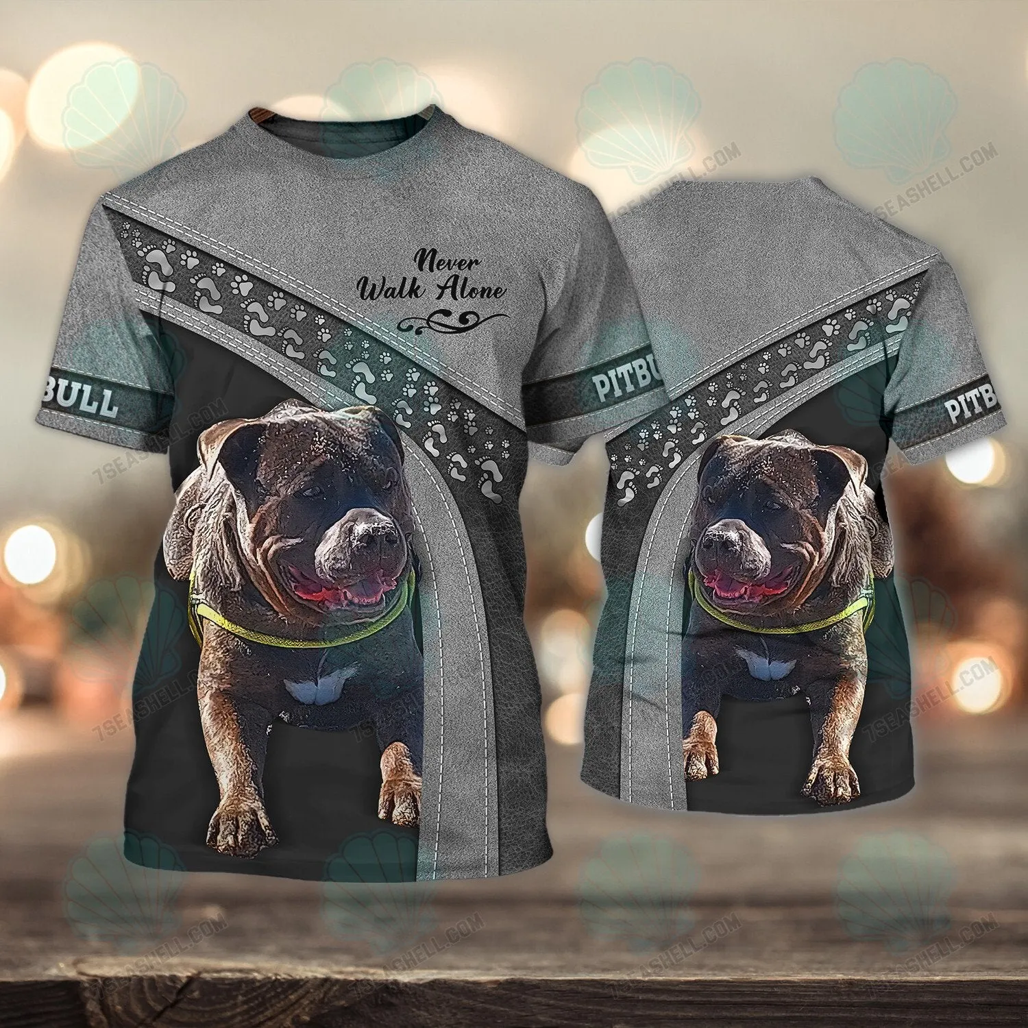 Pitbull Love Never Walk Alone 3D Full Print Shirts, Christmas Dog Memorial Gifts for loss of Dog