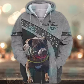 Pitbull Love Never Walk Alone 3D Full Print Shirts, Christmas Dog Memorial Gifts for loss of Dog