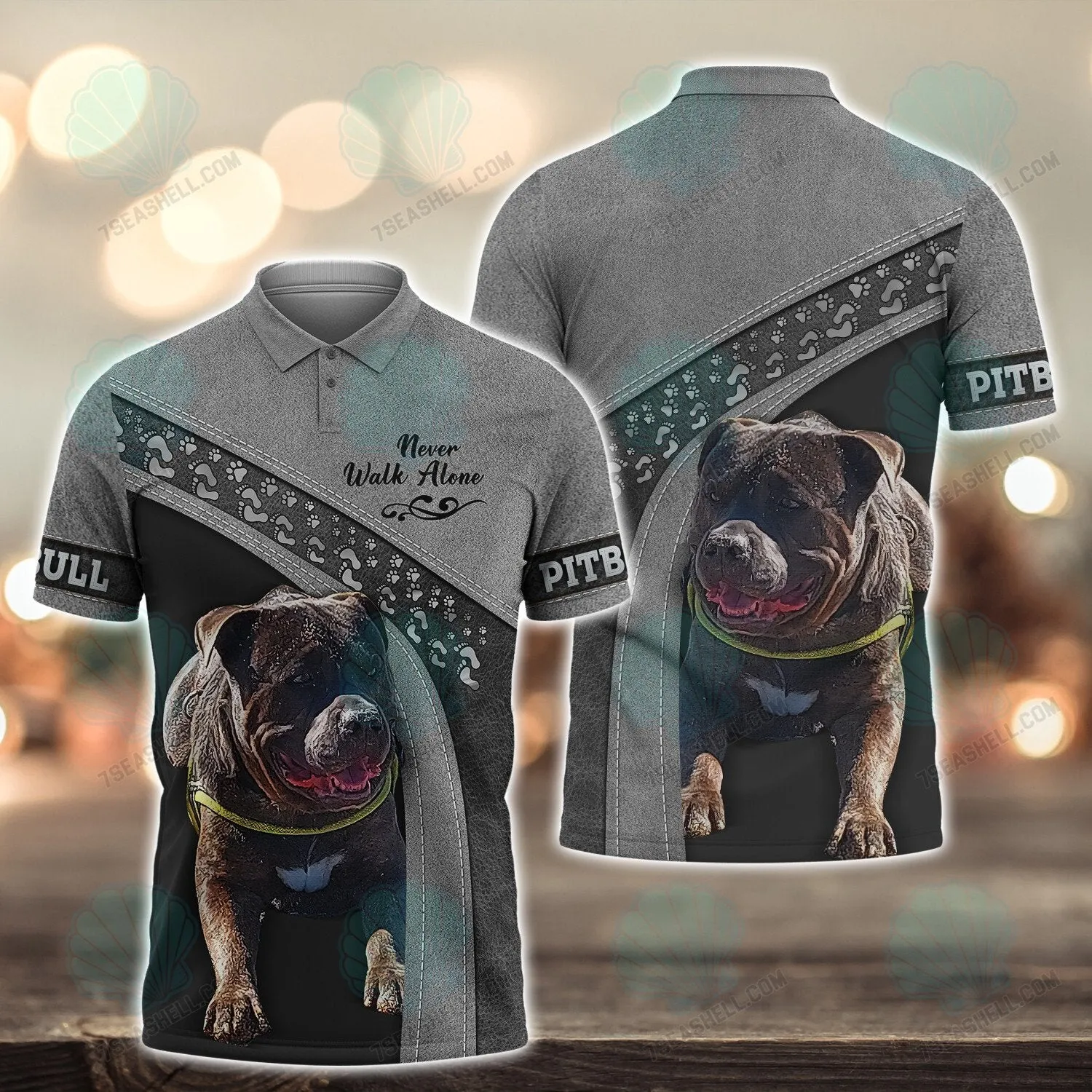 Pitbull Love Never Walk Alone 3D Full Print Shirts, Christmas Dog Memorial Gifts for loss of Dog