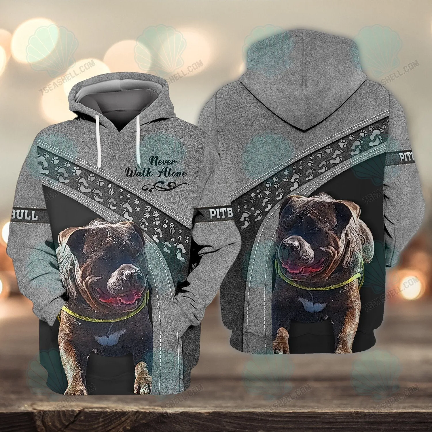 Pitbull Love Never Walk Alone 3D Full Print Shirts, Christmas Dog Memorial Gifts for loss of Dog