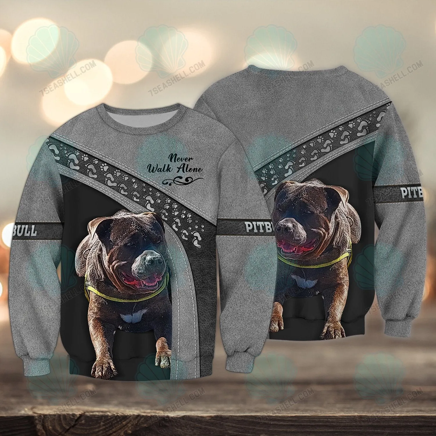 Pitbull Love Never Walk Alone 3D Full Print Shirts, Christmas Dog Memorial Gifts for loss of Dog