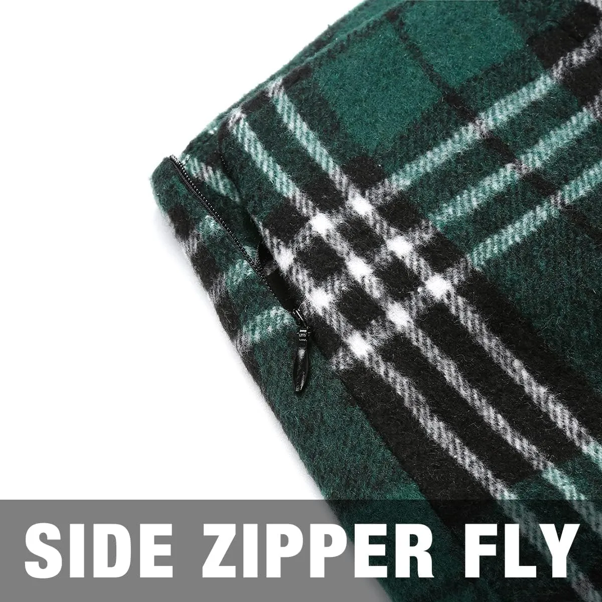 Plaid Mini Skirts for Womens High Waisted Fall Winter Wool Bodycon Pencil Skirts with Slit