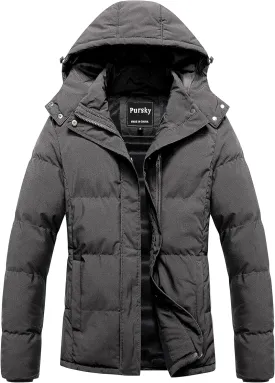 Pursky Women's Warm Winter Thicken Coat Waterproof Cropped Jackets Parka With Removable Hood