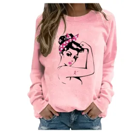 Pvkarhg My Orders Breast Cancer Awareness Shirts for Women Fashion Crewneck Sweatshirt Cute Pullover Long Sleeve Tshirts Dressy Casual Fall Clothes for Women 2023 Tops Pink XL