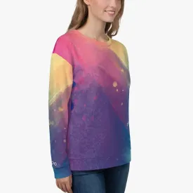 Recycled Fleece Sweatshirt "Cosmic Splash" Orange/Purple/Pink