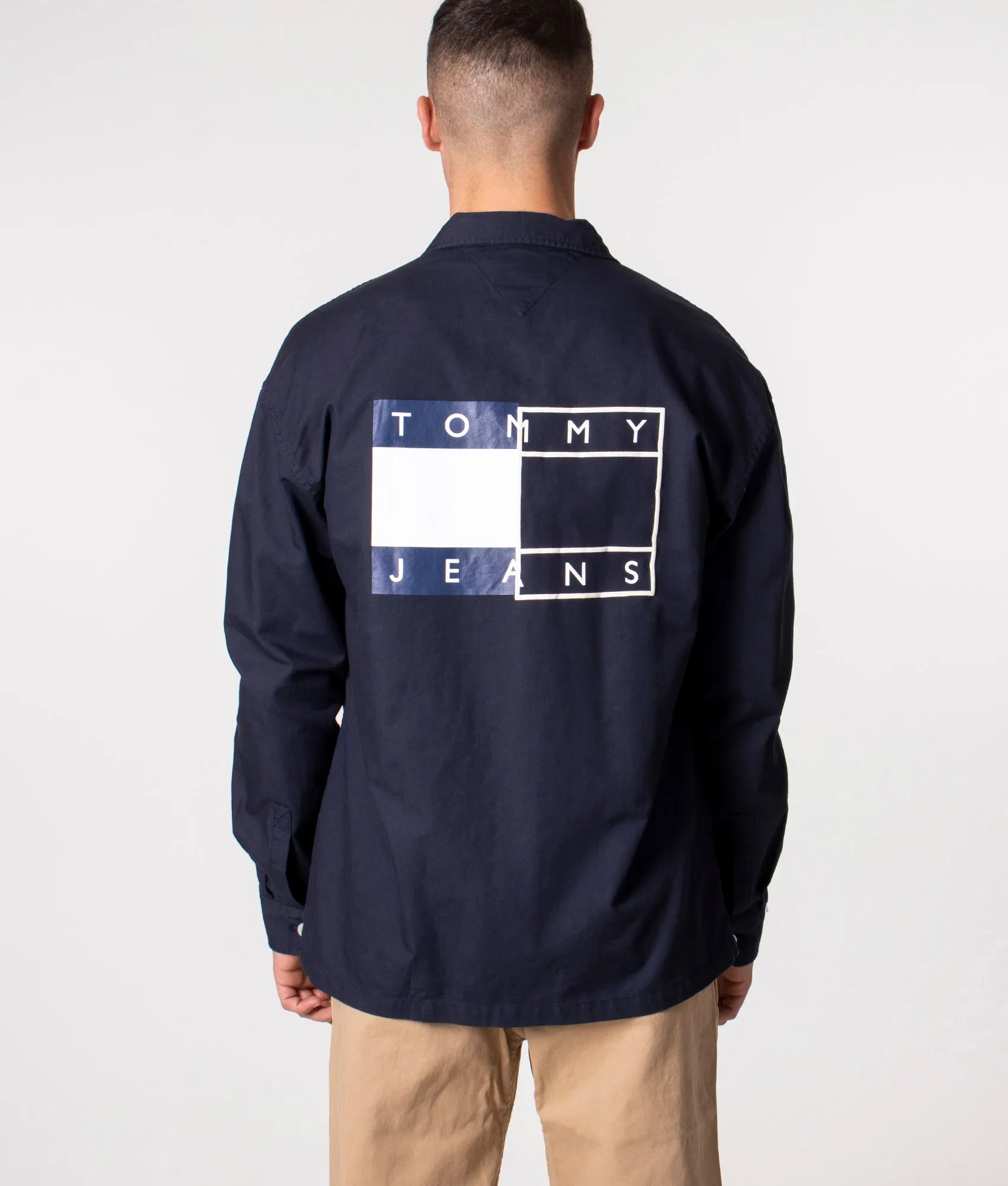Relaxed Fit Twisted Flag Logo Overshirt