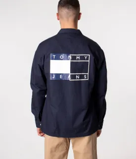 Relaxed Fit Twisted Flag Logo Overshirt