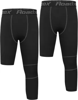 Roadbox Boys One Leg Compression Pants, 2Pack 3/4 Athletic Basketball Leggings, Youth Sports Baselayer Tights