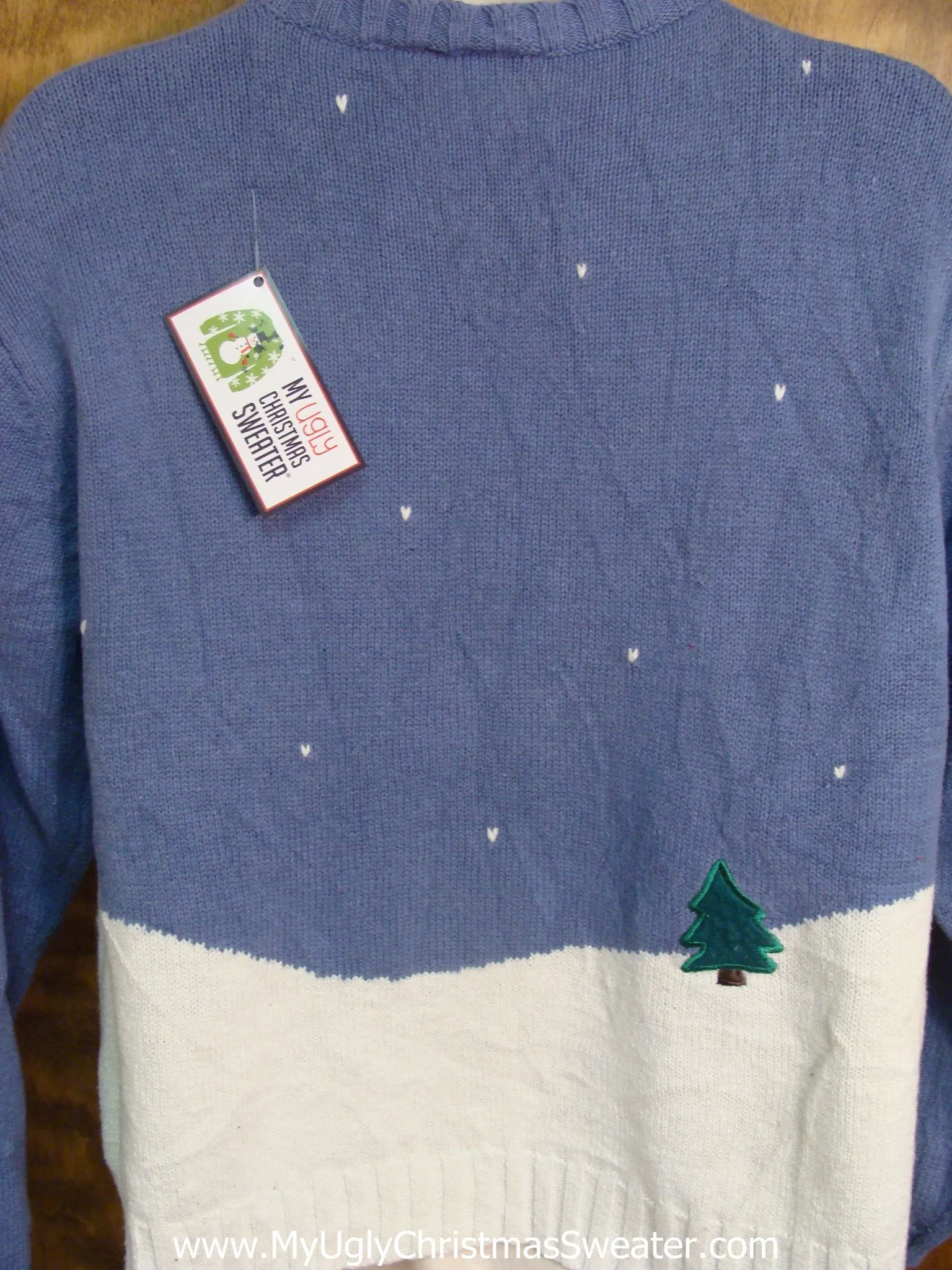 Santa Soaring Over Xmas Village Tacky Xmas Sweater
