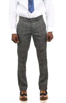 Scott Grey Check Tweed Trousers | Wedding Wear | Party Wear | Office Wear