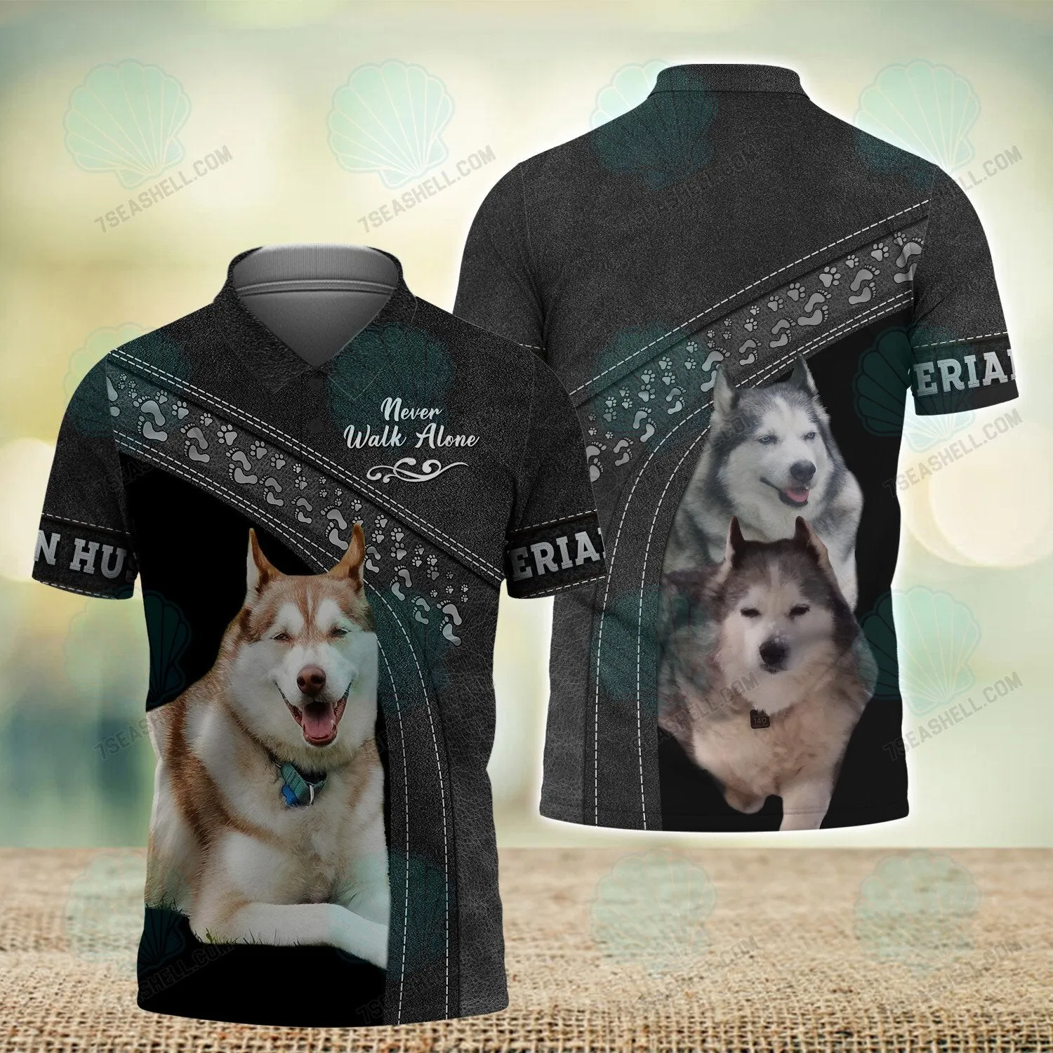 Siberian Husky Love Black Never Walk Alone 3D Full Print Shirts, Christmas Dog Memorial Gifts for loss of Dog
