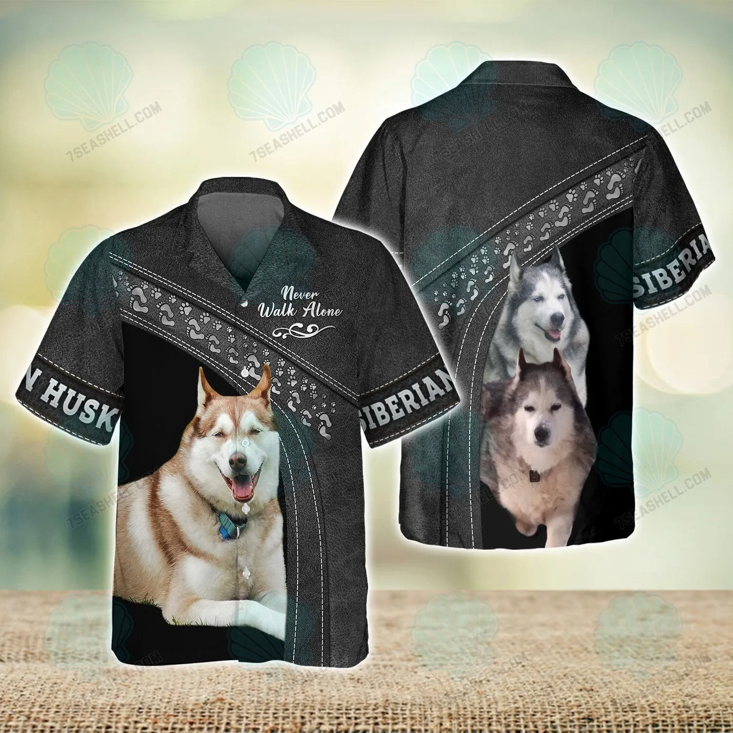 Siberian Husky Love Black Never Walk Alone 3D Full Print Shirts, Christmas Dog Memorial Gifts for loss of Dog