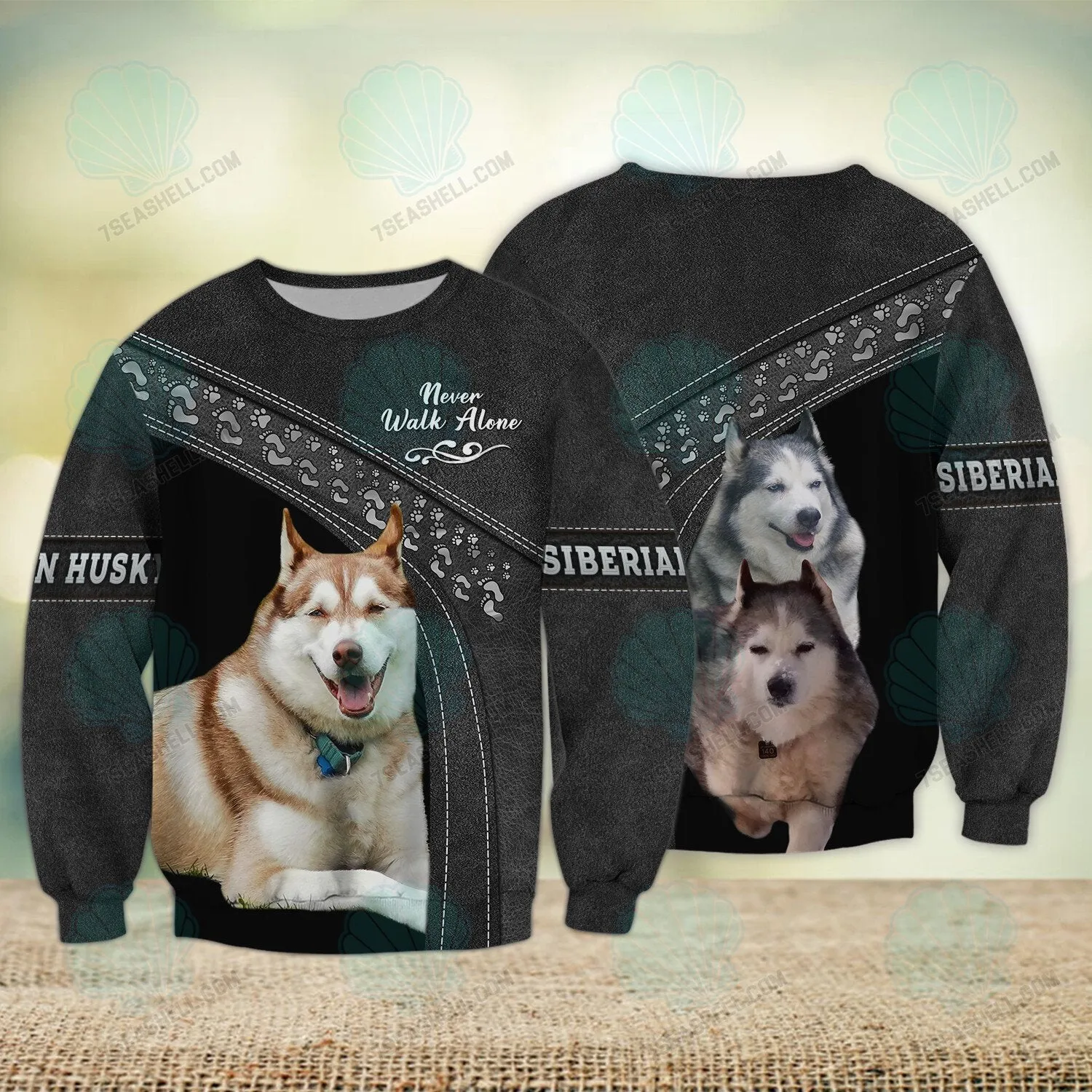 Siberian Husky Love Black Never Walk Alone 3D Full Print Shirts, Christmas Dog Memorial Gifts for loss of Dog