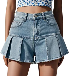 SperLucky Jeans for Women High Waisted Stretchy Short Jeans Loose Leg Denim Short Pants