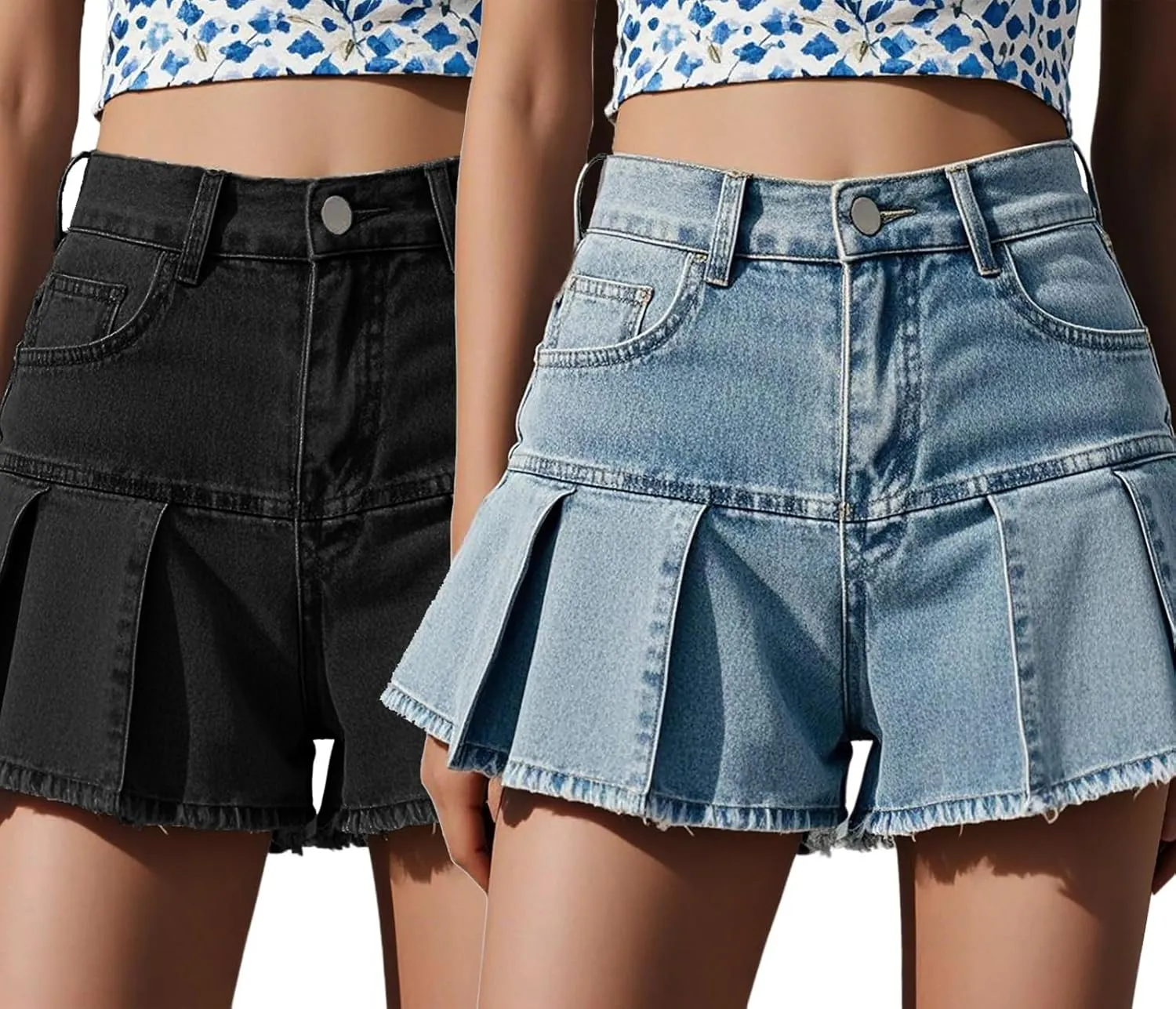 SperLucky Jeans for Women High Waisted Stretchy Short Jeans Loose Leg Denim Short Pants
