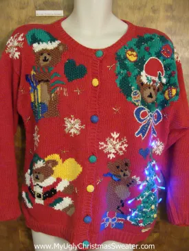 Teddy Bears Ugly Christmas Sweater with Lights