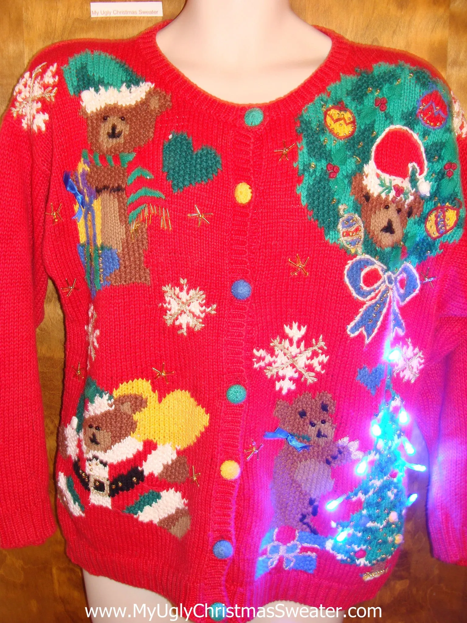 Teddy Bears Ugly Christmas Sweater with Lights