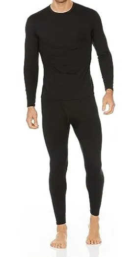 Thermajohn Long Johns Thermal Underwear for Men Fleece Lined Base Layer Set for Cold Weather (Medium, Black)
