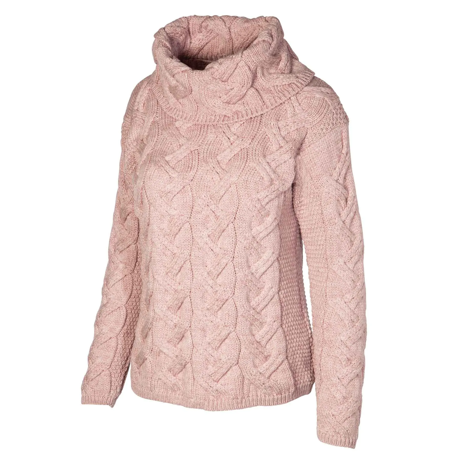Thick Turtleneck Aran Knit Sweater- Lilac