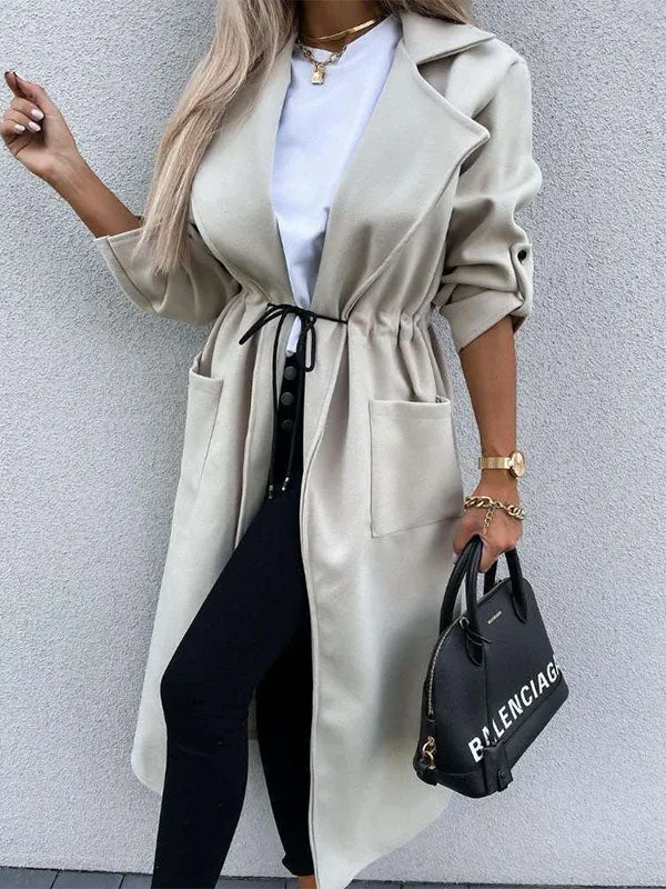 Tie Front Maxi Woolen Coat