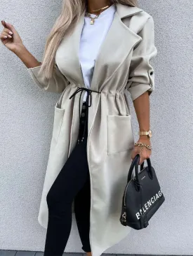Tie Front Maxi Woolen Coat