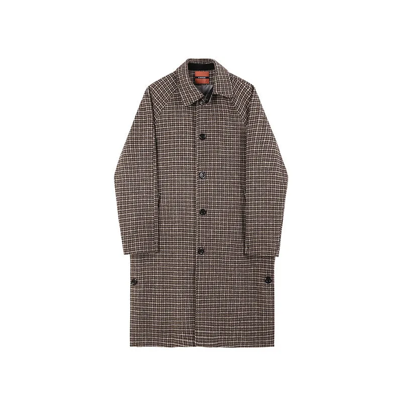 Toleet classy outfits men Myq Winter New Men's Retro Plaid Coat Korean Style Couple Mid-Length over-the-Knee Loose Woolen Coat