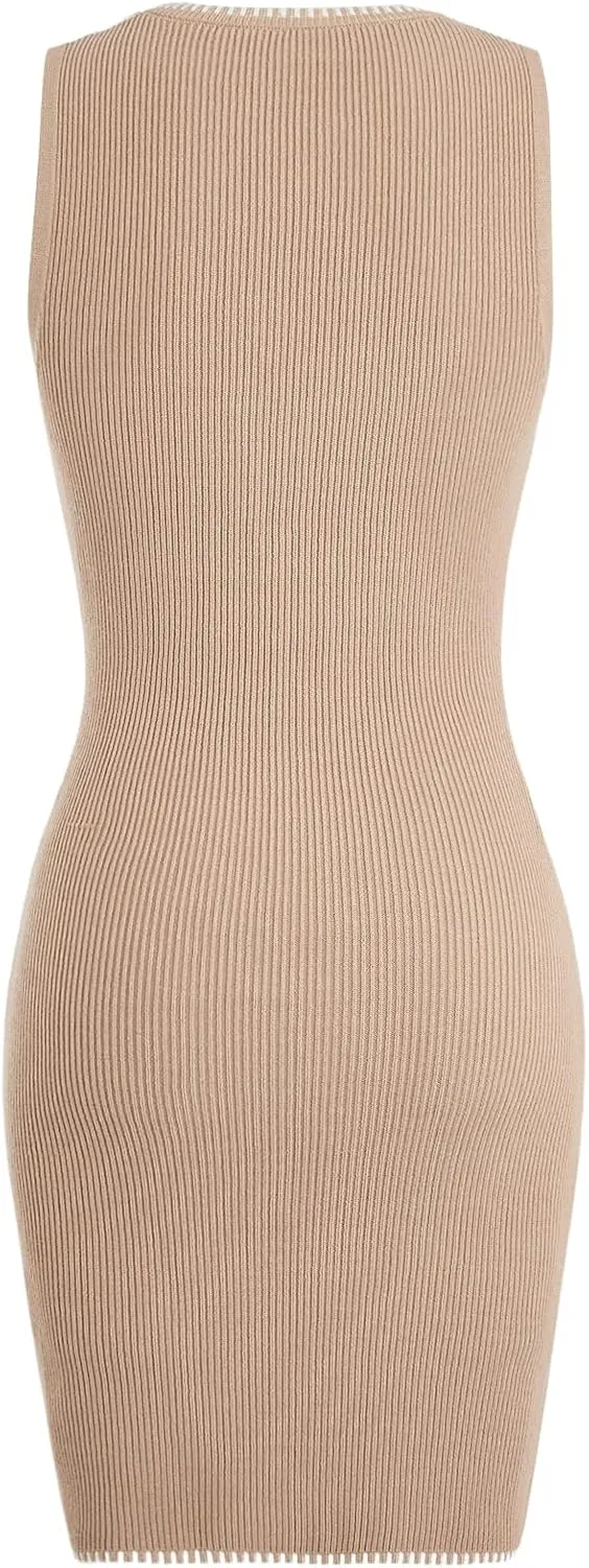 Verdusa Women's Sweater Dress Sleeveless Wedding Guest Fall Knit Tank Bodycon Mini Dresses
