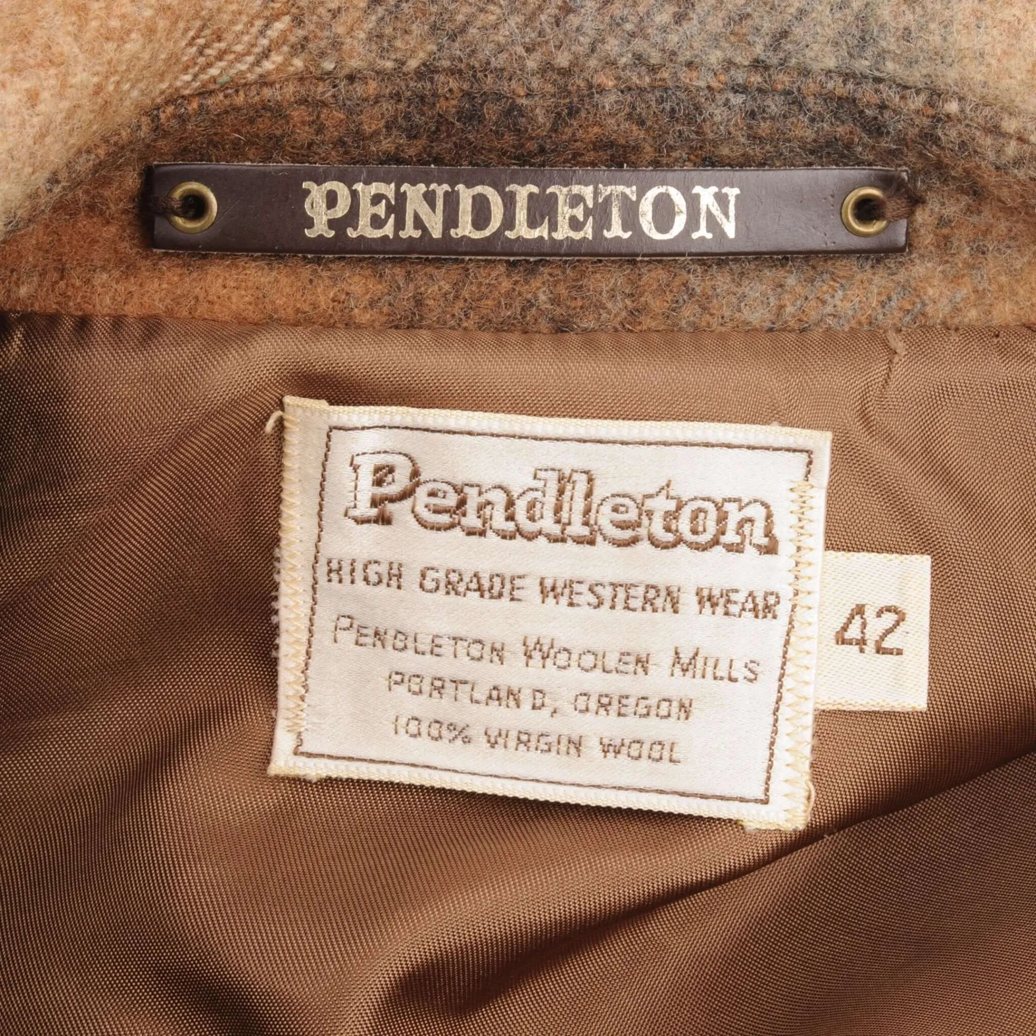 VINTAGE PENDLETON WESTERN WEAR CHECK COAT JACKET 1970S SIZE 42 MADE IN USA