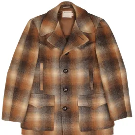 VINTAGE PENDLETON WESTERN WEAR CHECK COAT JACKET 1970S SIZE 42 MADE IN USA