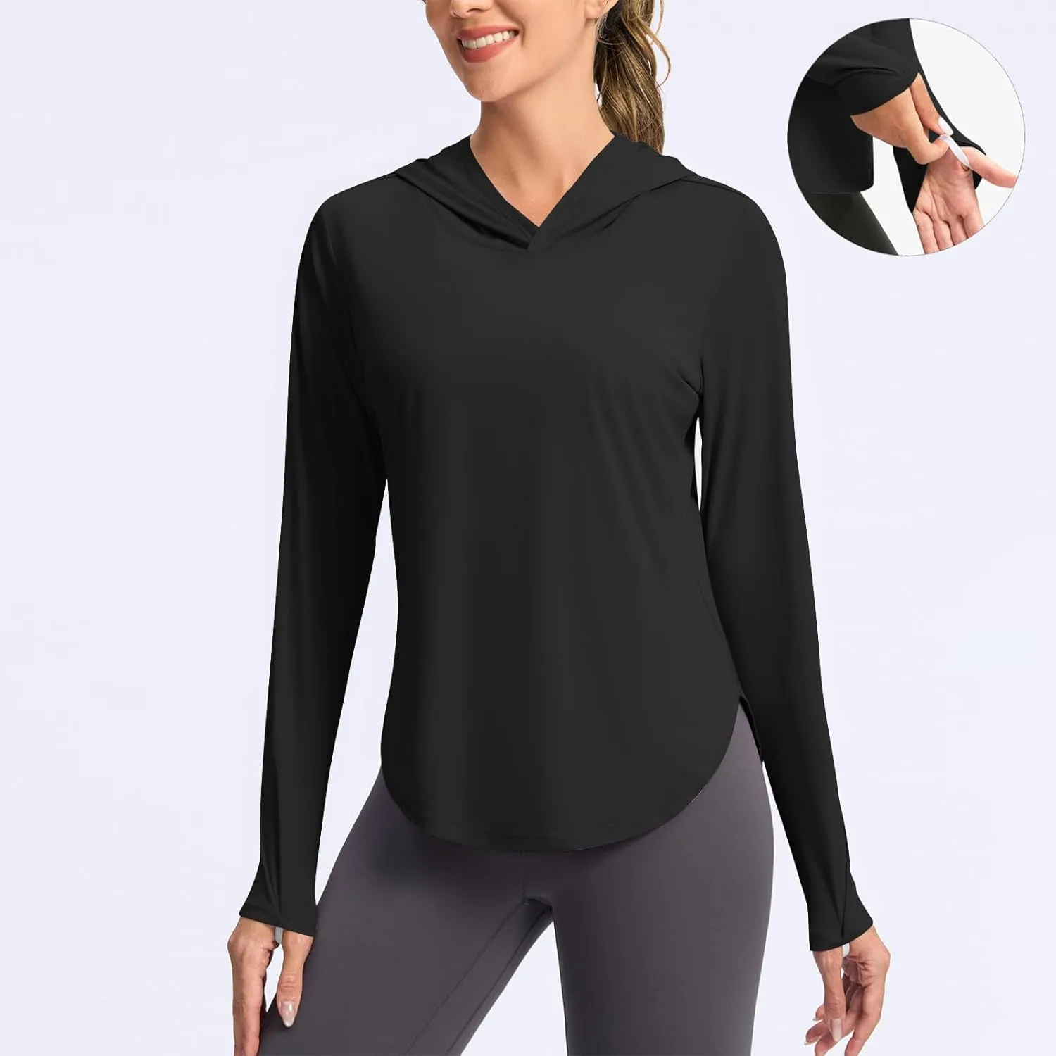 Women's Sun Protection Hoodie Shirts UPF 50  Long Sleeve UV SPF T-Shirt Hiking Running Quick Dry Rash Guard