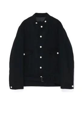 WOOL BEAVER WAIST BUCKLE STAND COLLAR BLOUSON