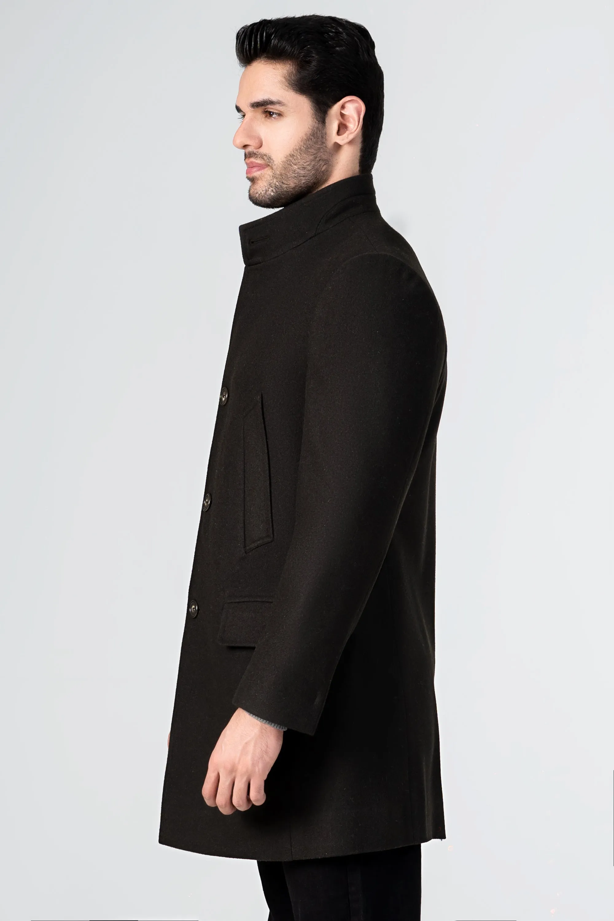 WOOLEN LONG COAT DARK OLIVE