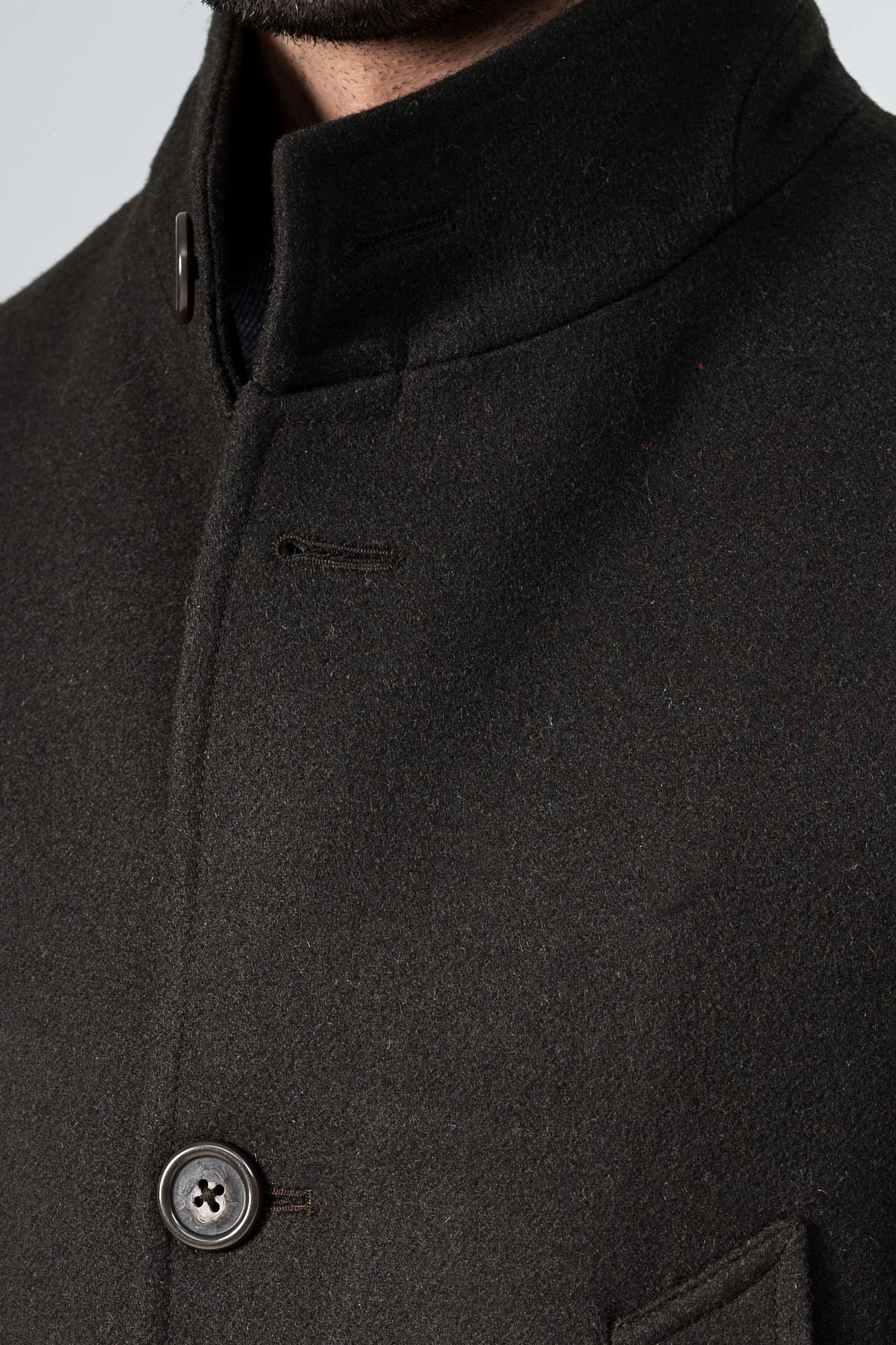 WOOLEN LONG COAT DARK OLIVE