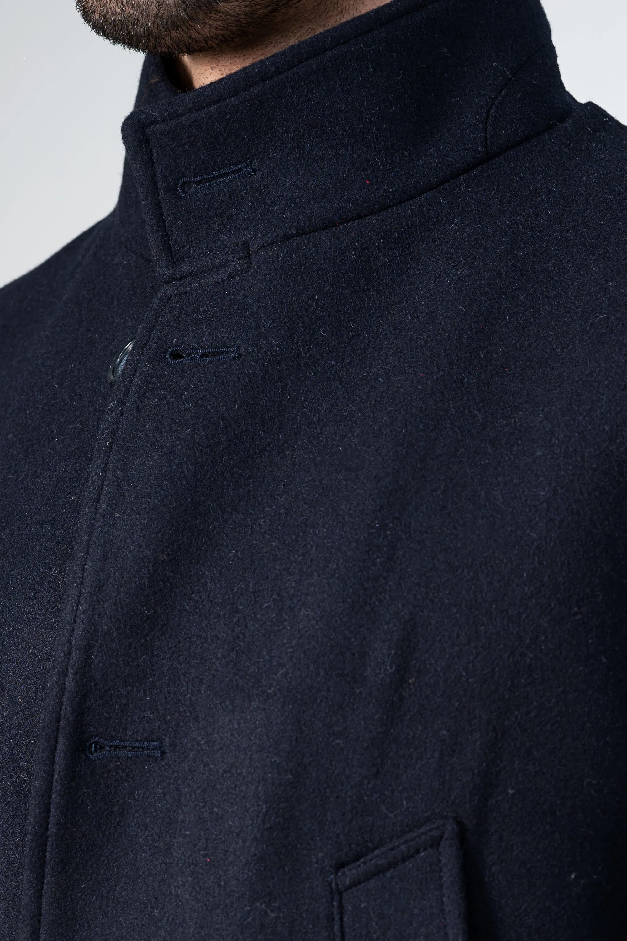 WOOLEN LONG COAT NAVY