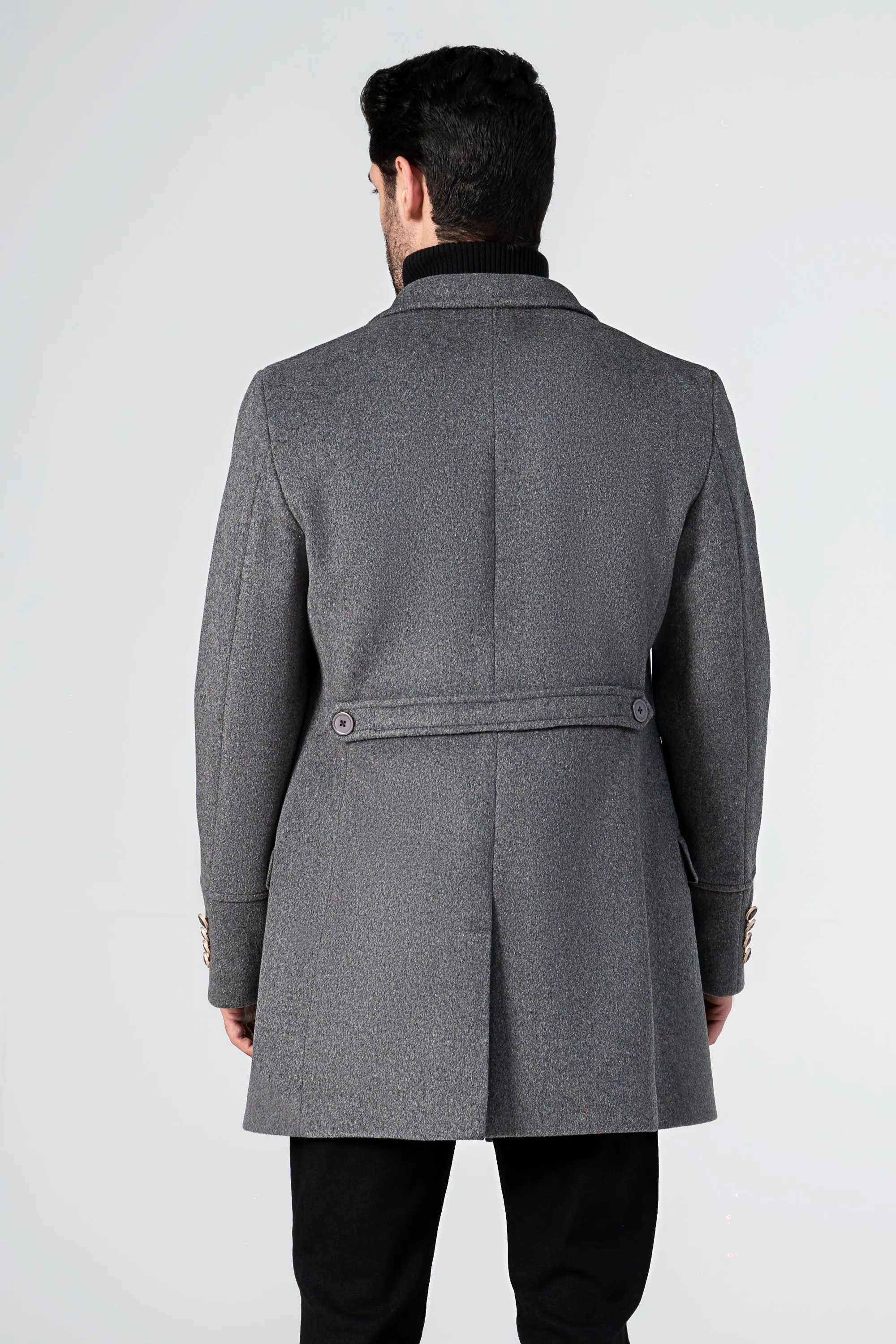 WOOLEN LONG COAT SMOKE GREY