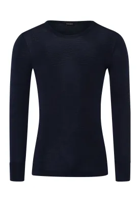 Woolen Silk M Wool And Silk Fitted Top | Deep Navy 73402-1610